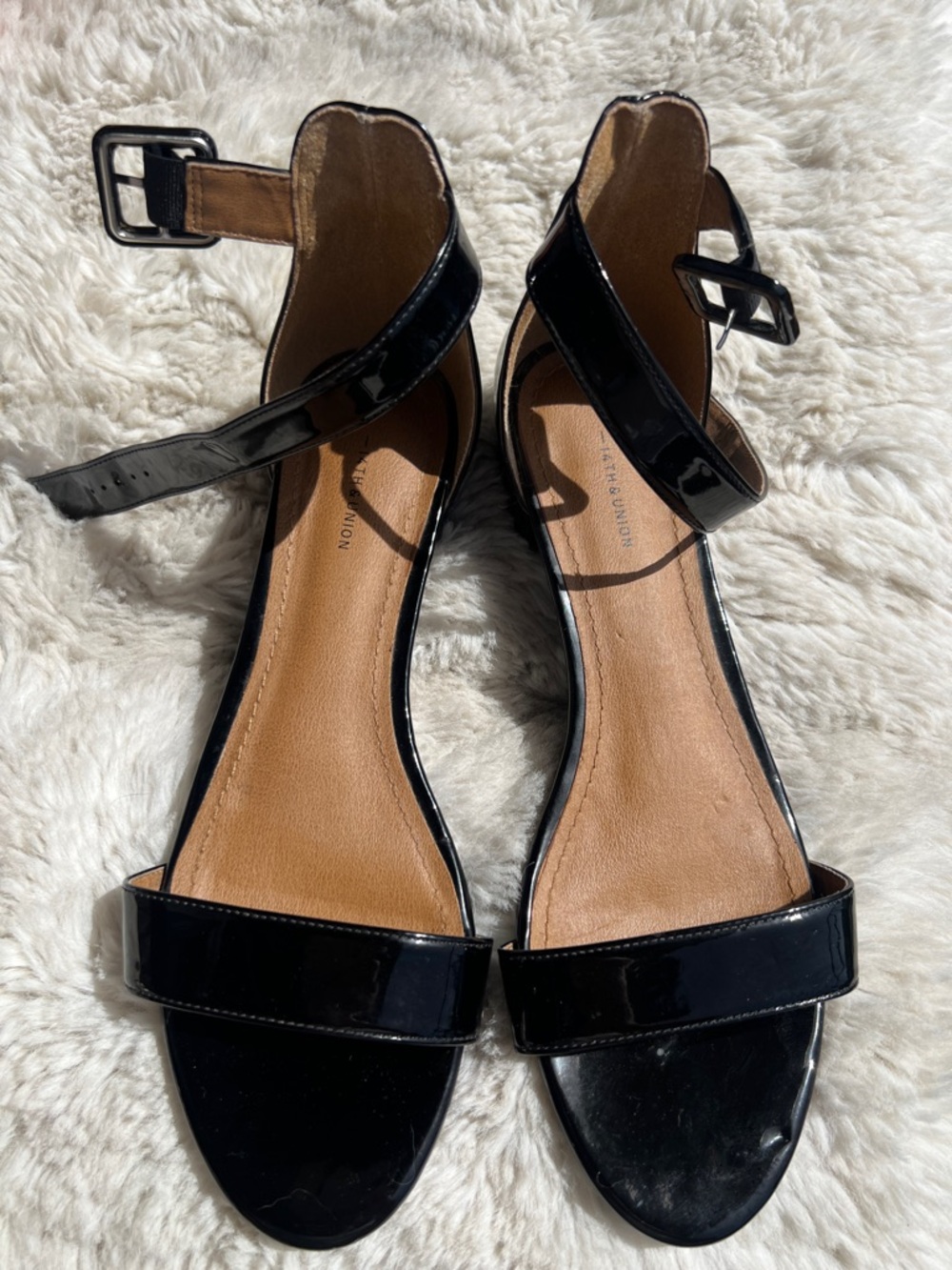 14th & Union Black Patent Open-Toe Ankle-Strap Heels - Picture 2 of 8